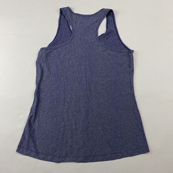 Be Inspired Size S Blue Striped Racerback Tank Top Polyester Activewear Top - Picture 7 of 7